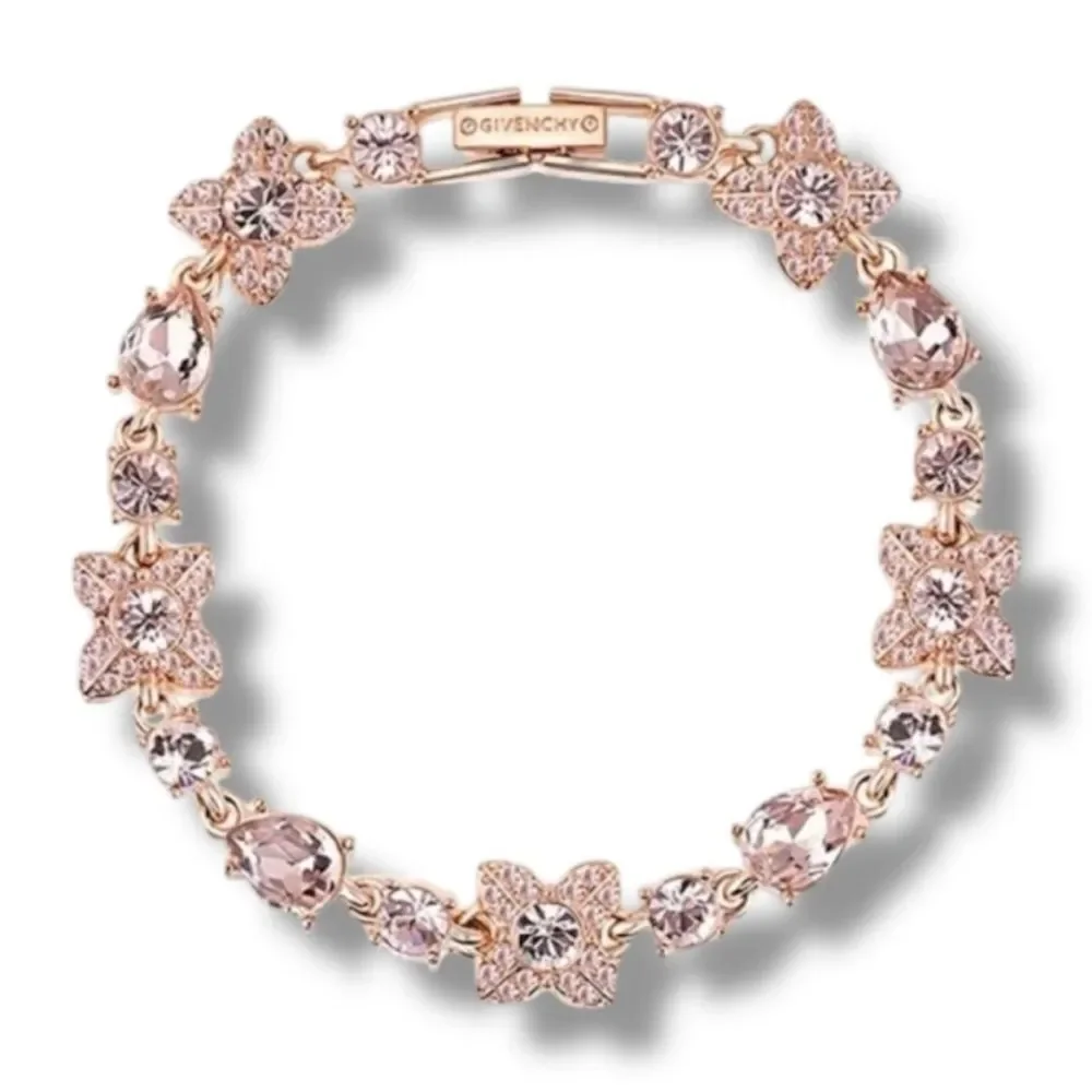 Givenchy Bracelet Pink Stones & Rose Tone Metal COMES IN DISPLAY CASE NWT